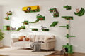 26-in-1 Cat Wall Shelves with Cat Tree, 40''L Tunnel, Moon, Green | Wall Mounted Cats Furniture Set with Plush Fabric, Cat Climbing Systems for 16 Inch Drywall, with Scratching Posts, Bridge - color: Green, size: 26-in-1