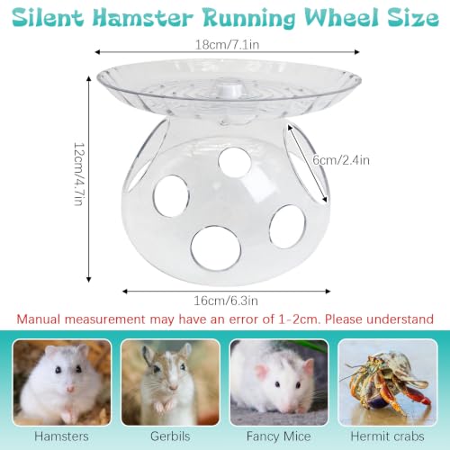 Hamiledyi Hamster Flying Saucer with Hideout House Plastic Hamster Wheel Small Animal Silent Running Wheel Gerbil Exercise Wheel Toy for Mice, Hamster and Other Small Pets (7In, Transparent) - color: Transparent
