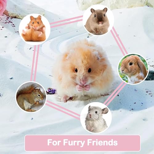 Meow&Woof Hamster Sand Bath Container & Dust-Free Bath Sand Set, 6.5" Sandbox Toilet for Hamster, Gerbil, Chinchilla, Mice – 2.2 lbs Potty Litter Sand for Small Animals (Pink)