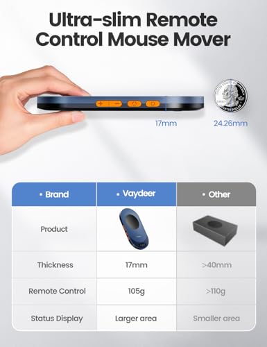 Vaydeer Air 3 Ultra Mouse Mover with APP, Ultra Slim Mouse Jiggler with Timer Function, Undetectable & Noiseless, Simulates Realistic Mouse Movement, Driver-Free, Keeps PC Active (Olive Green) - color: Dark Green, style: App + Button Control