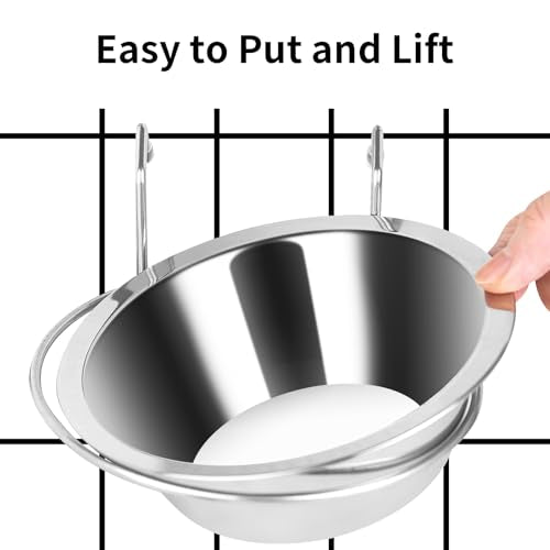 Fri4Free 2PCS 8oz Stainless Steel Hanging Kennel Water Bowls | Easy to Use, No Spill, Fits Small Crate Kennel Cage Catio, For Dogs Puppies Cats Small Pet, Food & Water Feeding Holder - size: 8.0oz