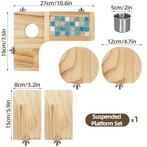 Wooden Hamster Cage Platform, Chinchilla Ledges, Activity Playground Habitat Decor, Hamster Cage Accessories for Dwarf Syrian Guinea Pigs Gerbil Rat Mice or Small Pets