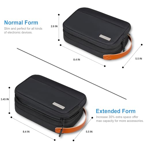 Lacdo Cord Organizer Travel, Electronics Organizer Travel Case, Cable Organizer Bag Case Storage for Cords, Chargers, Phone, Cables, SD Card, Usbs, Essentials, Black