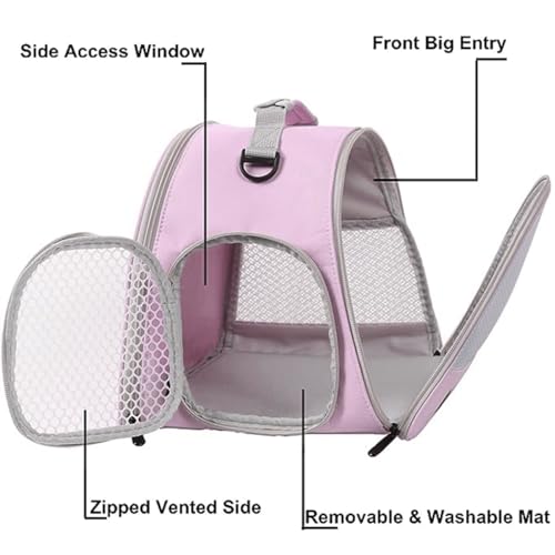 Breathable Guinea Pig Carrier Backpack with Nylon Mesh Window Portable Carrier for Guinea Pig, Bunny Bearded Dragon Bird Chinchilla Ferret Travel Outdoor - color: Pink
