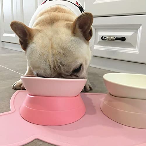 French Bulldog Food Bowl- Slanted Tilted Pug Food Water Bowl,Cat Bowl- Feeder for Frenchie/Shih Tzu/Flat Faced Small Dogs/Puppies/Cats (Pink, 4 Cup) - color: Pink, size: 4 Cup