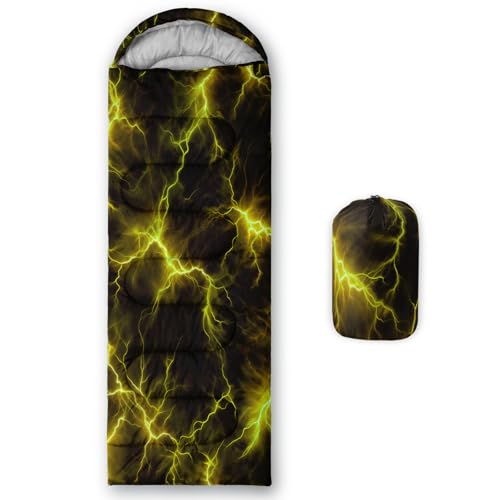 QOOMO Camping Sleeping Bags,3 Season Warm & Cool Weather,Lightweight,Waterproof Sleeping Bags for Adults & Kids,Traveling,and Outdoors,Camping Gear Equipment - color: Yellow Lighting 4