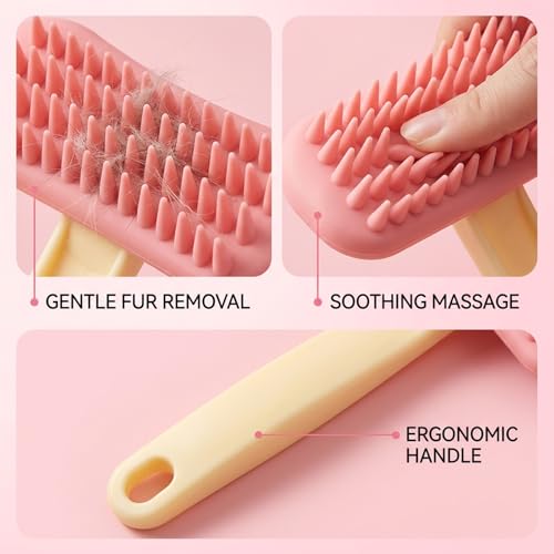 2 Pack Rabbit Grooming Kit, Bunny Brush, Soft Silicone Small Pet Brush for Shedding Season and Bath Time, Gentle Massage Comb for Rabbits, Chinchillas, Cats and Dogs