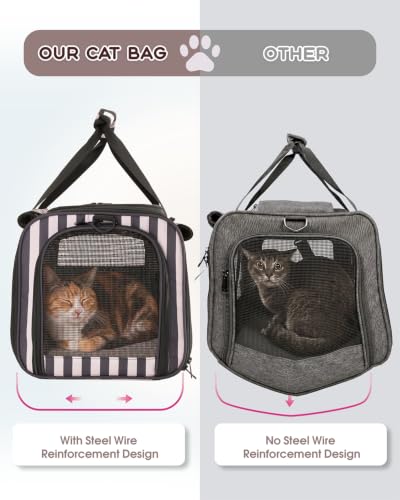 Cat Carrier, Soft Sided Travel Pet Carrier with Top Loading, Striped | Top Load Pet Crate for Large Cat Small Dog Puppy up to 20 Lbs, Breathable Mesh Kennel for Airline Car Travel, Striped - color: Striped