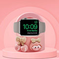 Cute Cartoon Cherry Girls Charger Stand Fit For Apple Watch Series 10/9/8/SE2/SE/Ultra2/Ultra/7/6/5/4/3/2/1(49mm 45mm 44mm 42mm 41mm 40mm 38mm), Silicone iWatch Charging Dock Supports Nightstand Mode - color: Watch Pink Girl Cherry