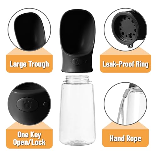 Mr. Pen- Portable Dog Water Bottle, 19 oz, Large | Leak Proof Puppy Water Dispenser with Drinking Feeder for Pets, Outdoor Walking, Hiking, Travel, Not Dishwasher Safe - color: Black