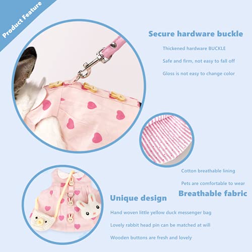 Guinea Pig Clothes,Soft Bunny Ferret Clothes with Pet Rabbit Harness and Leash Mini Hat Bag Cute Brooch for Kitten Small Animal Collars - color: Love, size: Medium