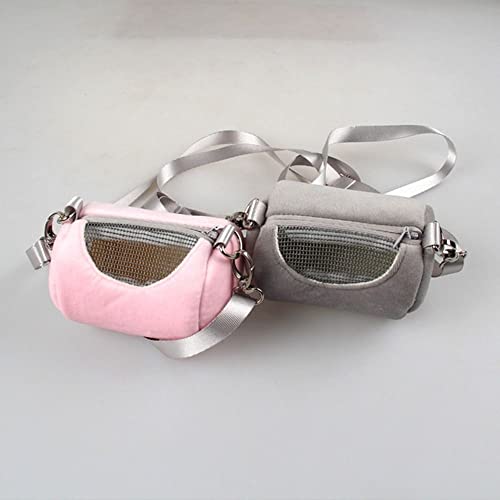 Pet Cage Cross Body Accessories Cylinder Design Soft Practical House Travel Portable Squirrel Visible Mesh Hamster Carrier Bag(Pink)