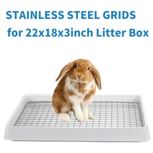 PODOO Stainless Steel Grids for Rabbit Litter Box, 1.5cm Holes, Fits 22x18x3inch Large Guinea Pig Litter Box, Ideal for Small Animals (only Grids) (Large) | Grid only for the PODOO Large litter box 22x18x3inch with 1.5 cm holes. Not compatible with other