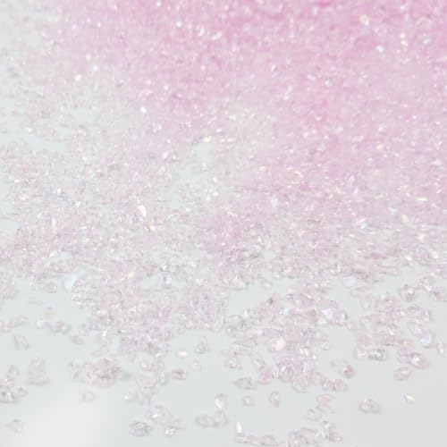 Crushed Glass Glitter, Broken Stones Shattered Glass Chips for Resin Art Crafts, Epoxy Resin Supplies, Geod Painting, DIY Art Projects, Jewelry Making, 2-4mm, 200g/7oz (Pink) - color: Pink
