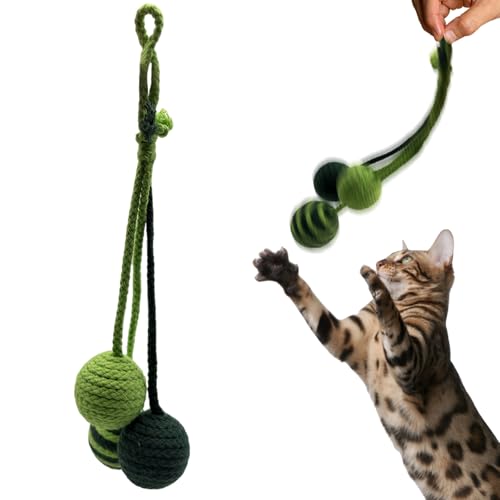 Hanging Cat Toys for Indoor Cats, Fits Cat Tree & Cat Tower | Door Hanging, Cat Kicker, Durable Sisal, Cat Balls Built-in Squeaker, Interactive Kitten Toys for Indoor Kittens