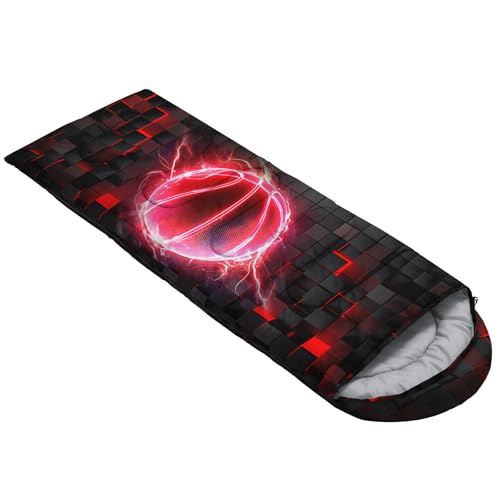 HOSIMA Dear Hunting Pattern Cold Weather Sleeping Bags for Kids Adults. | Black Light Weight Waterproof Sleeping Bags for Outdoors Hiking - color: Red-black