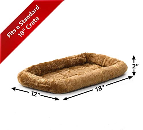 MidWest Homes for Pets QuietTime XXS Dog Bed – Cinnamon Faux Fur Bolster, Ultra-Soft and Machine Washable, Fits 18-Inch Crates and Carriers, for Small Dogs and Cats - color: Cinnamon, size: 18 Inch