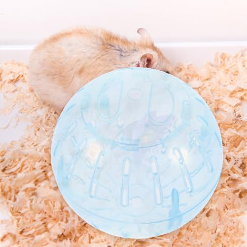 Popetpop Hamster Running Toy 4 Inch Transparent Exercise Toy for Small Pets Gerbils Chinchillas Portable Small Pet Activity Sphere - color: Sky-blue