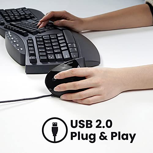 Perixx Perimice-513L Wired Vertical Ergonomic Mouse with 2 DPI, 6 Button Optical Ergo Mouse with 2 Level DPI Switch 1000 1600, Left Handed, Black - style: Wired