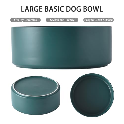 8'' Ceramic Raised Dog Bowl - 70Oz Dog Food & Water Bowl with Elevated Non-Slip Bamboo Stand, Dishwasher & Microwave Safe, Anti Vomiting Heavy Duty Pet Bowl for Medium and Large Dogs, Green - color: 1 x Bowl + Stand - Green, size: 8 inch