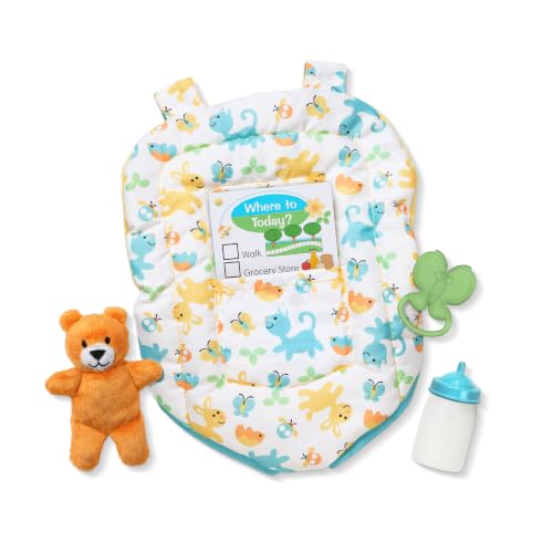 Melissa & Doug Mine to Love Carrier Play Set for Baby Dolls with Toy Bear, Bottle, Rattle, Activity Card