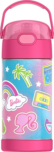 THERMOS FUNTAINER Water Bottle with Straw, 12oz, Barbie | Kids Stainless Steel Insulated Water Bottle, Keeps Drinks Cold Longer for School & Play, BPA-Free - color: Barbie, size: 12 Ounces