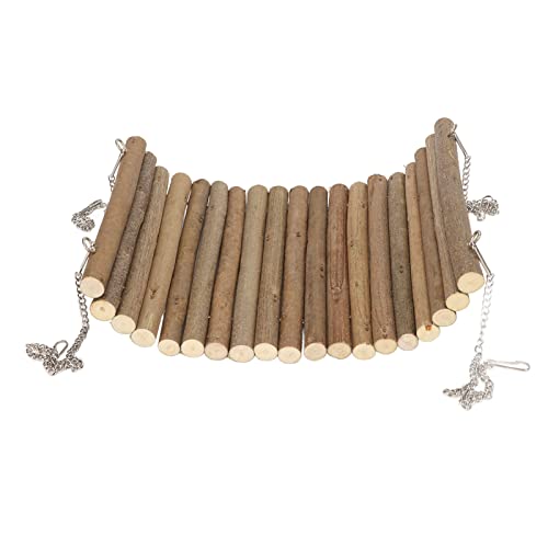 Hamster Wooden Swing, Natural Large Space Climbing Playing Toy with Hanging Chain for Parrots Gerbils and Similar Size Pets (20 * 30CM) - size: 20*30CM