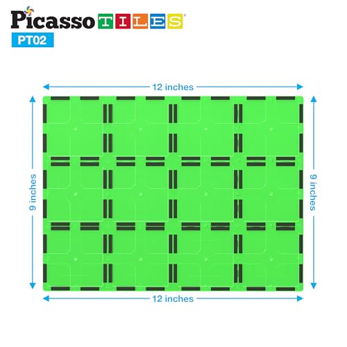PicassoTiles Kids Toy Magnetic Building Blocks Magnet Tiles Supersized 2pc Large Stabilizer Base Jumbo XL Plate Foundation Education Construction Kit Engineering STEM Children Learning Stacking Set - style: 2 pcs XL Plate