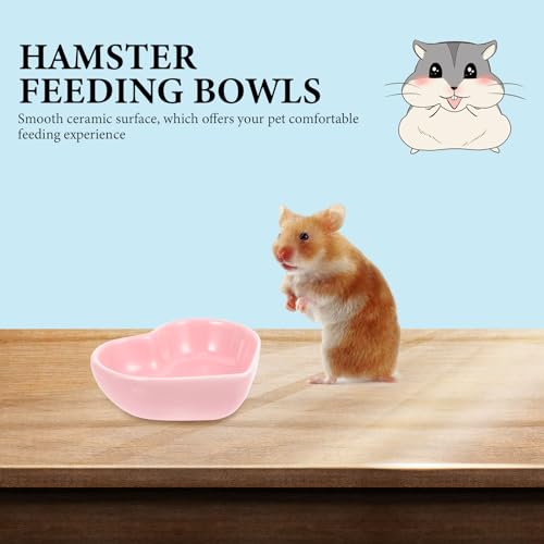 POPETPOP 3Pcs Hamster Food Bowl, Ceramic, Heart-Shaped Pet Feeder, Sufficient Quantity, Compact Size, Wide Application