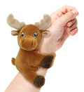 DolliBu Moose Stuffed Animal Slap Bracelet - Fluffy Wild Animal Magnetic Snap Bracelet for Kids, Wearable Plush Slap Bracelet Wrist Band Toy for Children's Accessory, Play and Party Favor - 5 Inch
