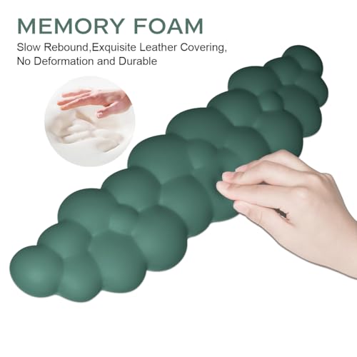 JIKIOU Upgrade Leather Cloud Wrist Rest for Keyboard and Mouse & Cup Pad | Wish Gift-Cute Cloud Shape, Comfortable and don’t Irritate to Skin, Non-Slip PU Base,Soft Memory Foam filled for Pain Relief - color: 07dark Green