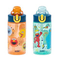 Zak Designs Sesame Street Sage 16oz Leak-Proof Straw Kids Water Bottle | BPA Free Durable Plastic, Cupholder Friendly, Dishwasher Safe, Easy to Clean, Lid Lock, Handle, For School, Home, Travel - color: Elmo & Friends