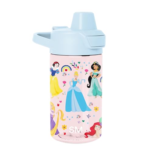 Simple Modern Disney Princess Kids Tritan Plastic Summit Water Bottle | 12 oz BPA-Free Cup with Covered Leak Proof Straw Lid for Girls, Toddlers | Princess Rainbows - color: Disney: Princess Rainbows, style: Covered Lid | 12oz