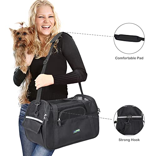 JESPET Soft-Sided Kennel Pet Carrier for Small Dogs, Cats, Puppy, Airline Approved Cat Carriers Dog Carrier Collapsible, Travel Handbag & Car Seat - color: Black, size: 19.0"L x 10.0"W x 13.0"H