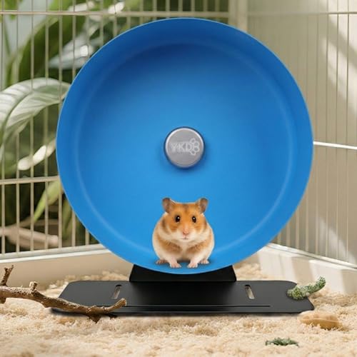11.8" Aluminum Alloy Silent Hamster Exercise Wheel | Noiseless Running Wheel for Syrian Hamsters, Fancy Rat, Hedgehogs and Small Pets (Base-Black) - color: Blue