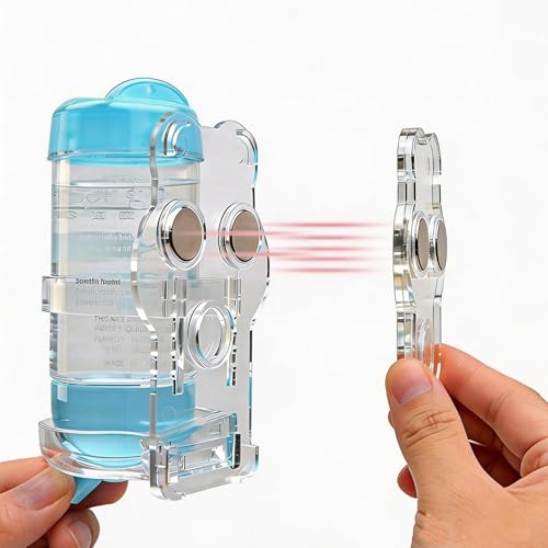 Strong Magnetic Hamster Water Bottle with Holder, 2.7oz No Drip Small Animal Water Bottle for Glass Tanks, Hamsters, Gerbils, Mice, Rats, BlueZ9476-5