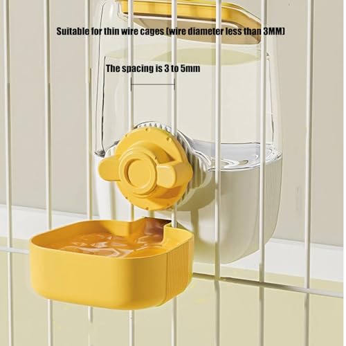 Pet Hanging Automatic Feeders Drinking Bowls，Gravity Rabbit Feeder and Water Set，Cage Cat Food Bowl Feeding Station for Puppy Kitten Chinchilla Hedgehog Guinea Pig Ferret (Yellow-Food) - color: Yellow-Food
