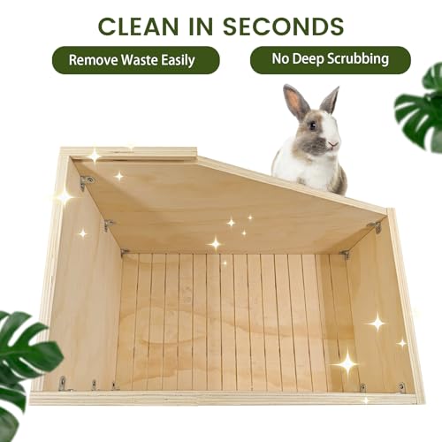 Rabbit Nesting Box 20.5" x 12.6" x 12.6", Large Wooden Bunny Nest Box with Sliding Top & Bottom Panels, No Exposed Nails, Easy Clean Rabbit Hideout for Breeding & Small Animals