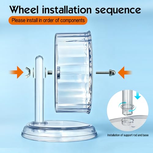 Hamster Wheel,Super Silent Hamster Exercise Wheels,Silent Wheel,Hamster Wheels,Adjustable Stand Hamsters Exercise Wheels,Quiet Rat Wheel (Transparent, Ф9.5 inch) - size: Ф9.5 inch