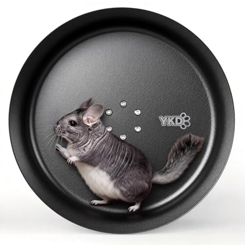 15" Aluminum Alloy Silent Chinchilla Exercise Wheel | Noiseless Running Wheel for Chinchilla, Rat, Hedgehogs, Squirrels and Small Pets (Black) - color: Black