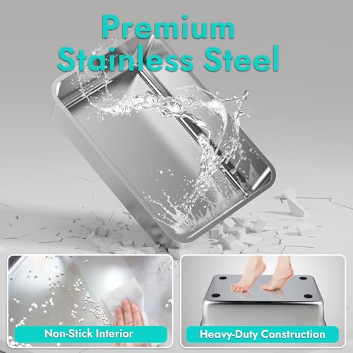 Stainless Steel Litter Box, Metal Litter Box with Scoop, High-Sided Leak-Proof Design, Non-Stick Base, Easy to Clean for Kittens, Senior & All Cats - color: Light Grey