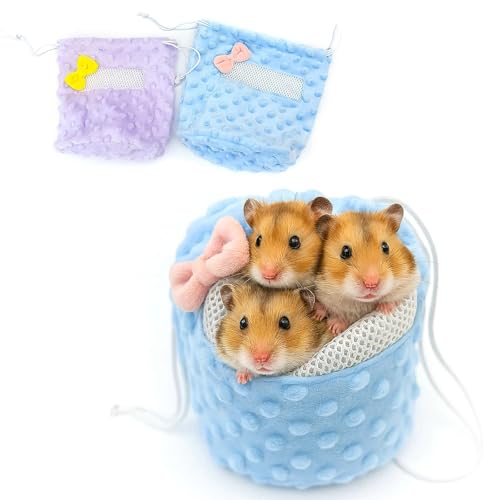 Sugar Glider Bonding Pouch Carrier Bag, 2-Pack Soft Fleece Small Animal Snuggle Sack with Breathable Mesh Window and Drawstring, Portable Nesting Bag for Hamsters and Rats.