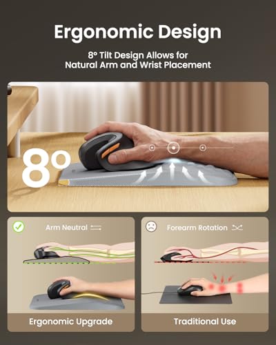 ProtoArc MP50 Ergonomic Mouse Pad with Wrist Support, Lycra Surface, Gray | 8° slope & massage points, soft memory foam, Large 12x8 Inches, Non-slip base. Relieves wrist strain for office & home - color: Gray Lycra