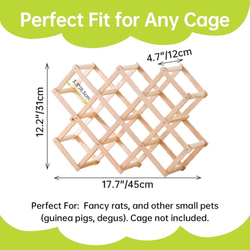 Wooden Rat Climbing Toys for Pet Rats - Natural Cage Accessories,Climbing Ladder,Hanging Enrichment Toys for Fancy Rats,Fun & Safe Play & Chew Activities,L - size: Large