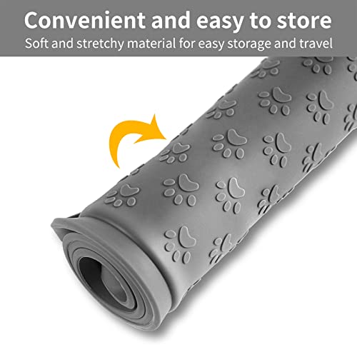 2 Pack Grey Pet Placemat for Dog and Cat, Waterproof Non-Slip Silicone Feeding Bowl Mat Prevent Food and Water Overflow, Puppy Dish Feeder Fountain Trays Suitable for Medium and Small Pets - color: Grey, size: 11.8"L x 11.8"W - 2 Pack