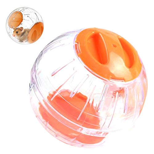 Mini New Cute Dwarf Hamster Running Ball 4.72 Inches Crystal Ball for Hamsters Small Silent Exercise Wheel Cage Accessories for Hamsters Less Than 4 inches 10 cm in Length (Orange) - color: Orange