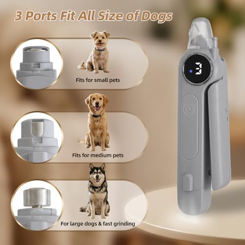 2-in-1 Quiet Electric Pet Nail Clipper & Grinder with Light for Dogs Cats | 3-Speed Grinding, Nail Catcher, Safety Guard, Low-Noise Motor, USB Rechargeable Design for Stress-Free Home Grooming - color: gray