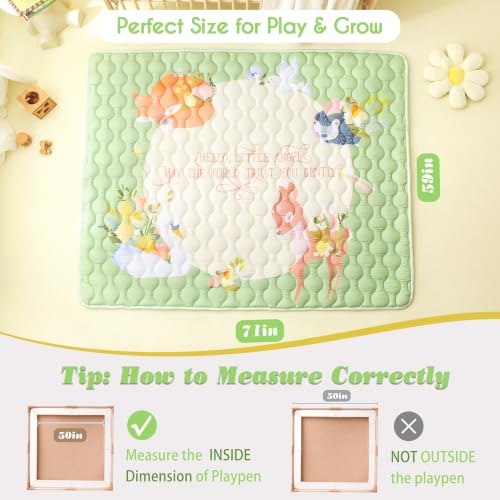 Viviland Baby Mats for Floor, 71x59 Inch Playpen Mat, Thicker & Large Soft Playmat for Baby and Toddlers Infants, Non-Slip & Machine Washable, Forest Animals - color: Forest Animals, size: 71" X 59"