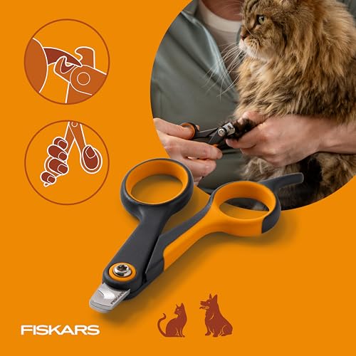 Fiskars Pet Small Nail Clippers, Cat and Dog Trimmers for Grooming, 4.25" | Suitable for Small Dogs & Cats, Semi-Circular Blade for Clear View While Cutting, SoftGrip Handle, Pet Supplies, Black - size: Small