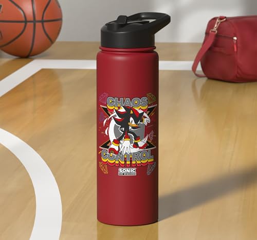 Sonic the Hedgehog - Shadow the Hedgehog "Chaos Control" Stainless Steel Insulated Water Bottle - color: Red
